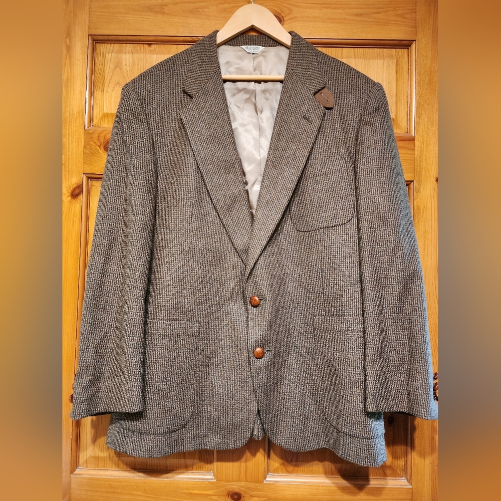 Vintage Hastings & Smith Wool Brown Tweed Sport Coat